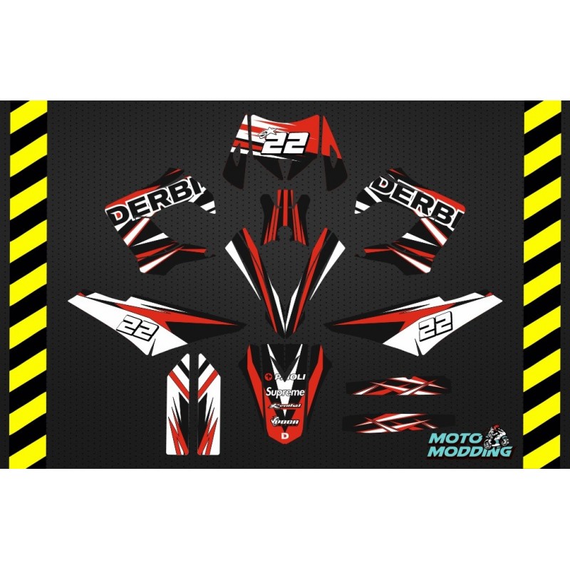 Kit adhesivos Derbi Senda / Xtreme de 2000 a 2010 rayas rojas y negras