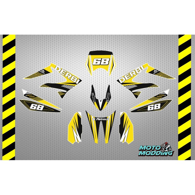 Kit adhesivos derbi drd racing Nº7 amarillo negro