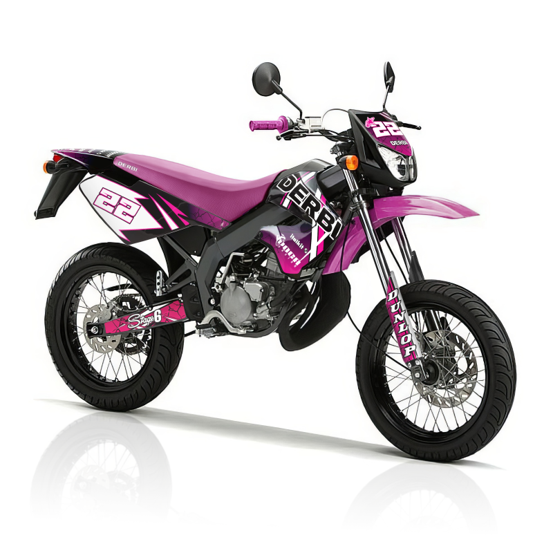 Kit adhesivos Derbi Senda Xtreme 2006 rosa con grietas