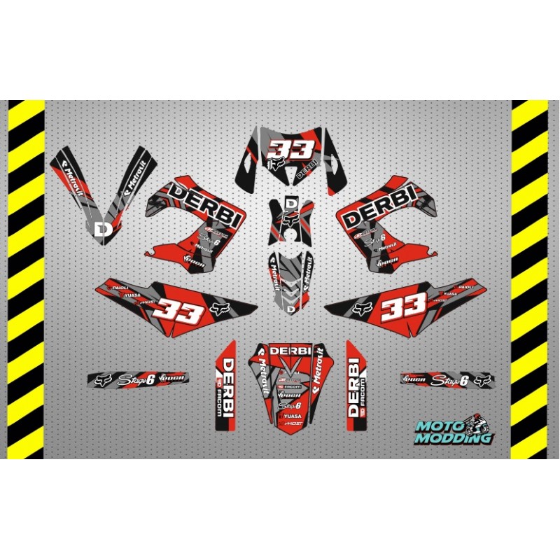 Kit adhesivos Derbi Senda / Xtreme de 2000 a 2010 gris y rojo
