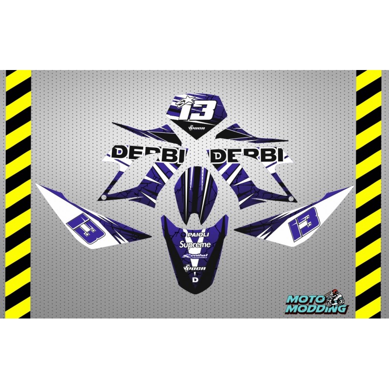 Kit de vinilos Derbi Drd Racing diseño grietas azul