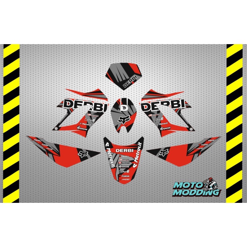 Kit de vinilos Derbi Drd Racing diseño rojo y gris