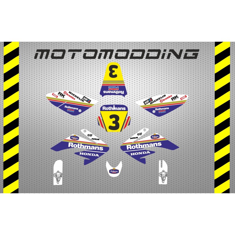 Kit pegatinas malcor racer HONDA rothmans réplica CRF70